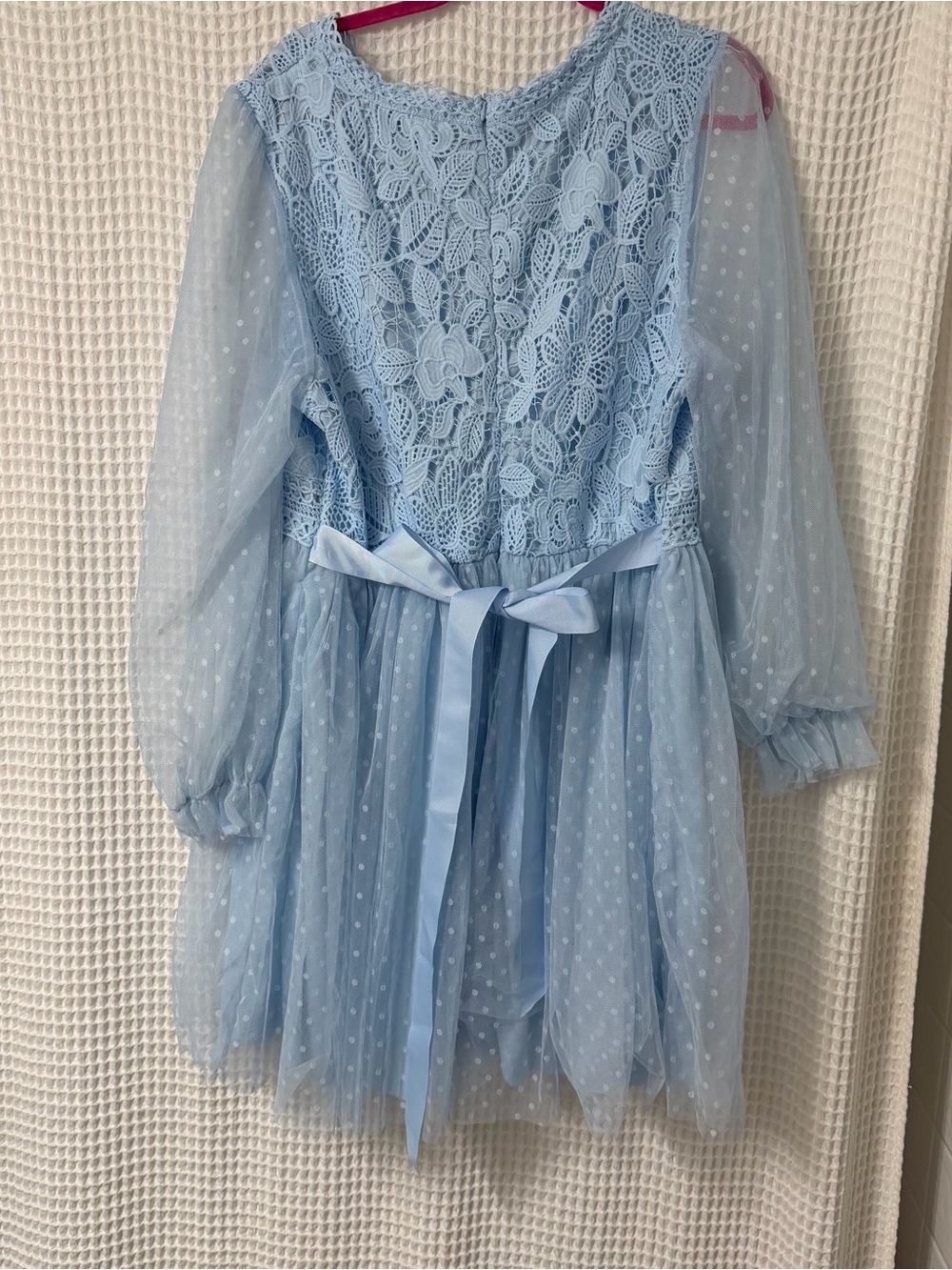 Light Blue Lace & Dot Tulle Party Dress